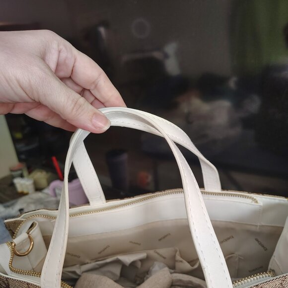 New with Tags MSRP 129 - Bebe Tote tan and white - Picture 5 of 7